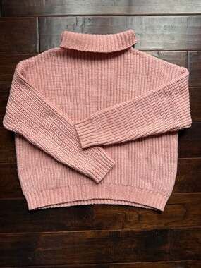 By Together Sedona Pullover Pink Ribbed Turtleneck Sweater Size S